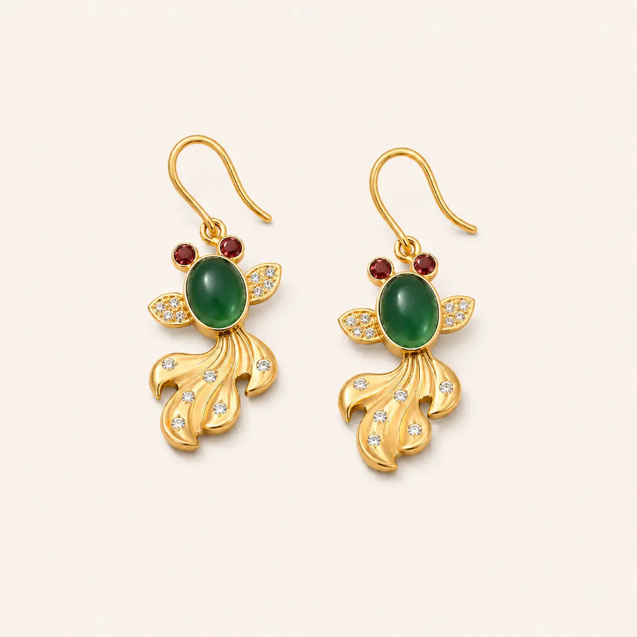 Jade Koi Earrings with koi