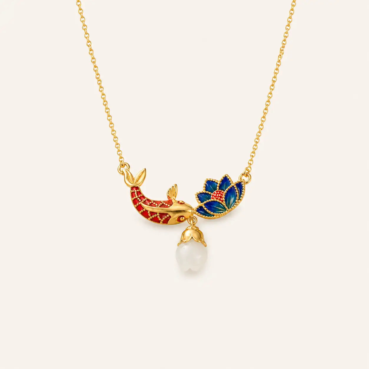 Koi lotus pendant necklace by TheFuMaster