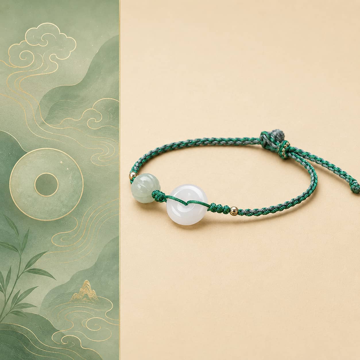 Little White Jade Peace Bracelet with white jade