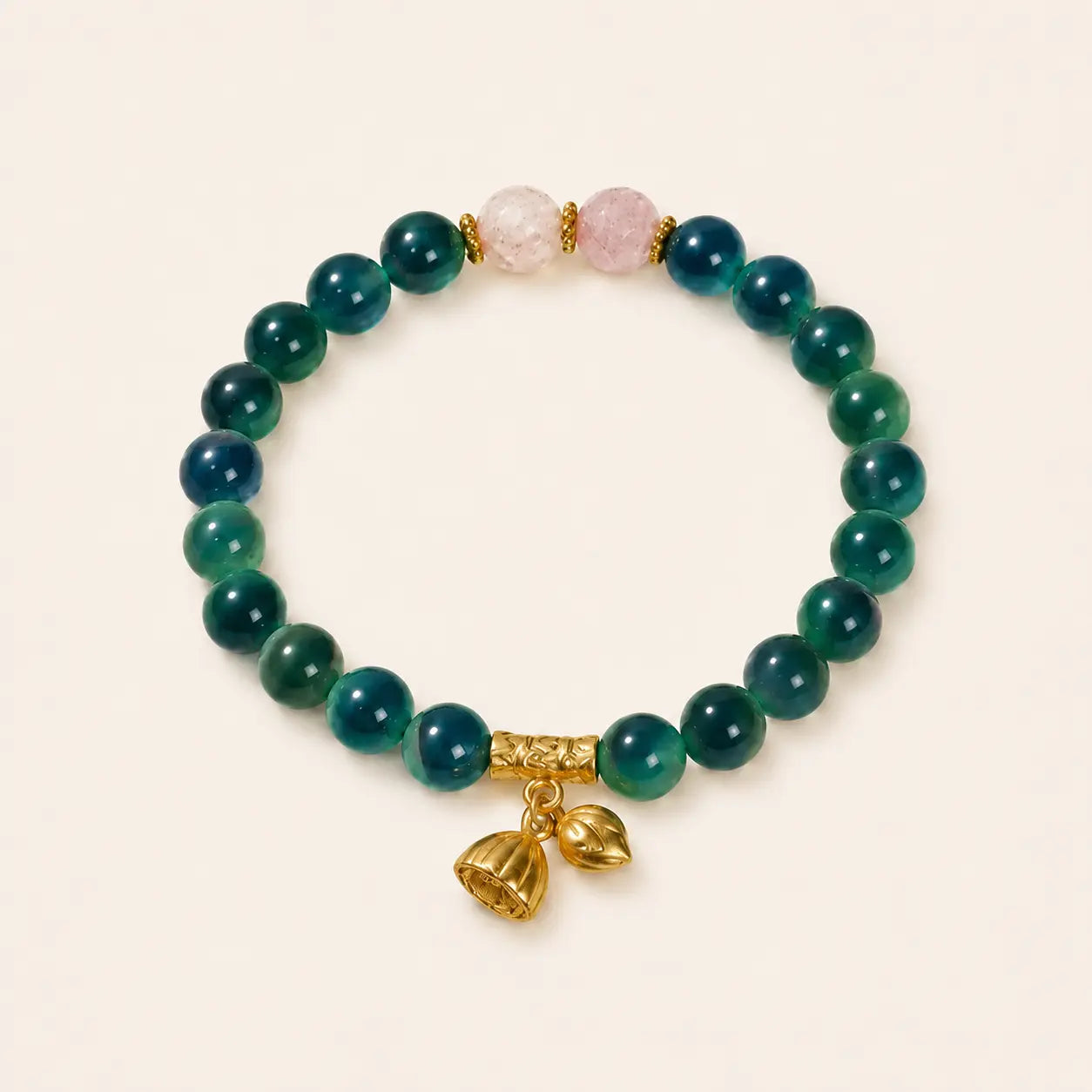 Lotus Wish Green Agate Bracelet with agate and lotus