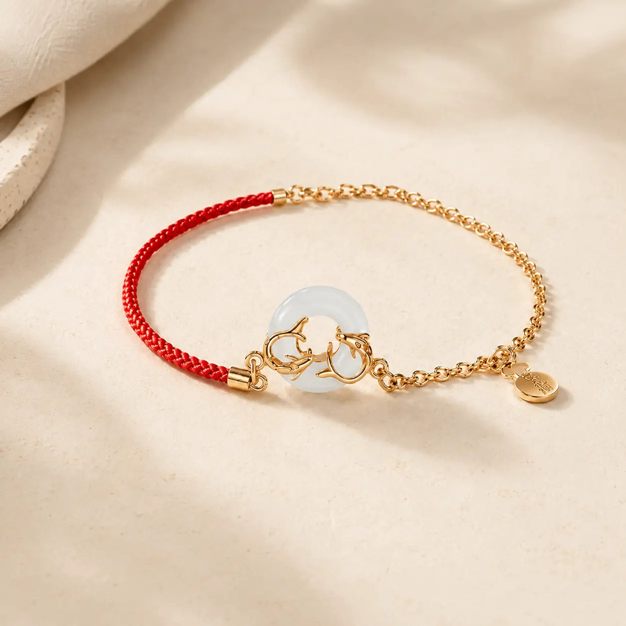 Peace Koi Red String Bracelet detail view with red string and koi