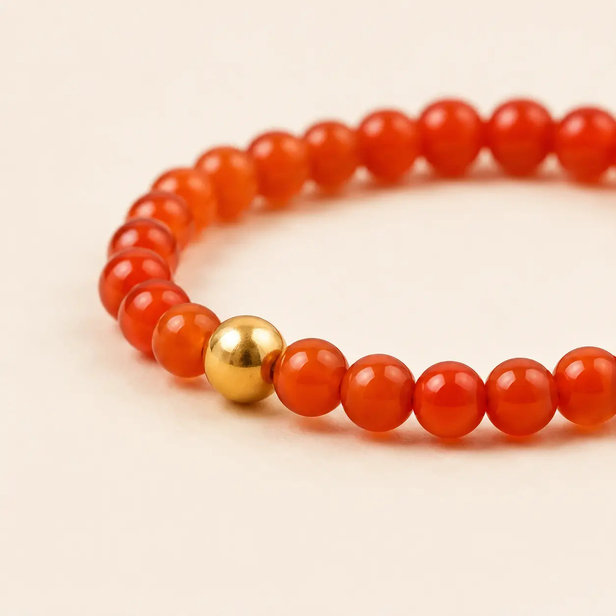 Persimmon South Red Agate Beaded Ring detail view with agate