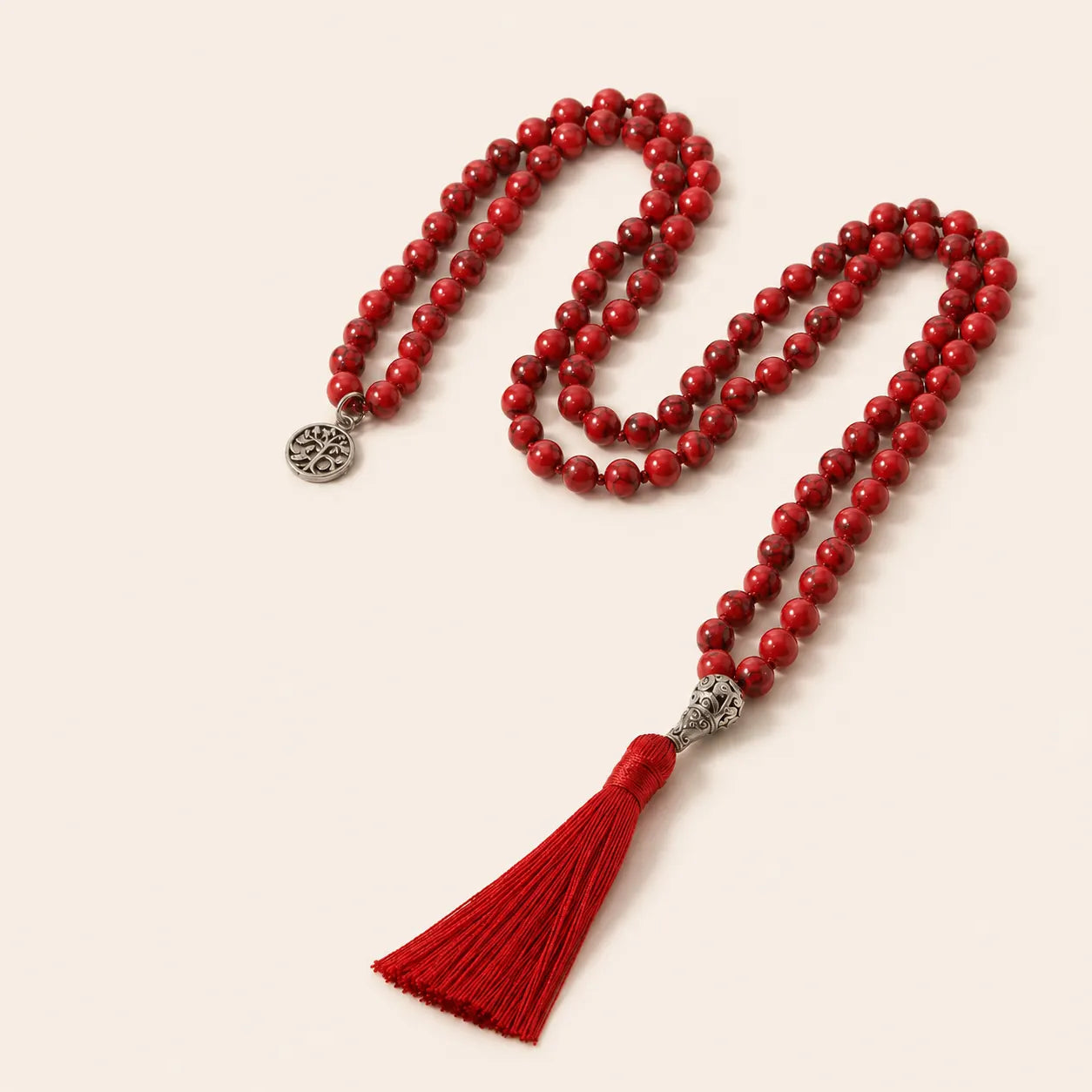 Red Stone 108 Mala Necklace