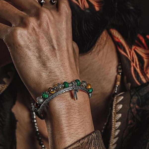 Retro Tiger Eye Sovereign Bracelet lifestyle image worn on wrist