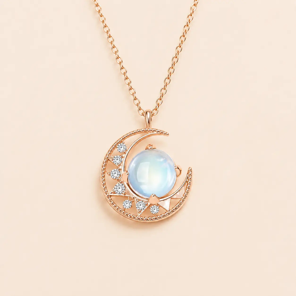 Silver Crescent Moon Pendant Necklace