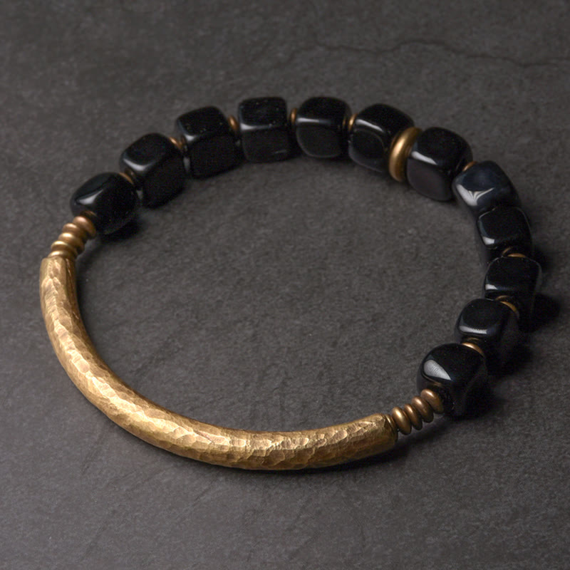 Black Obsidian and Copper Protection Bracelet by TheFuMaster