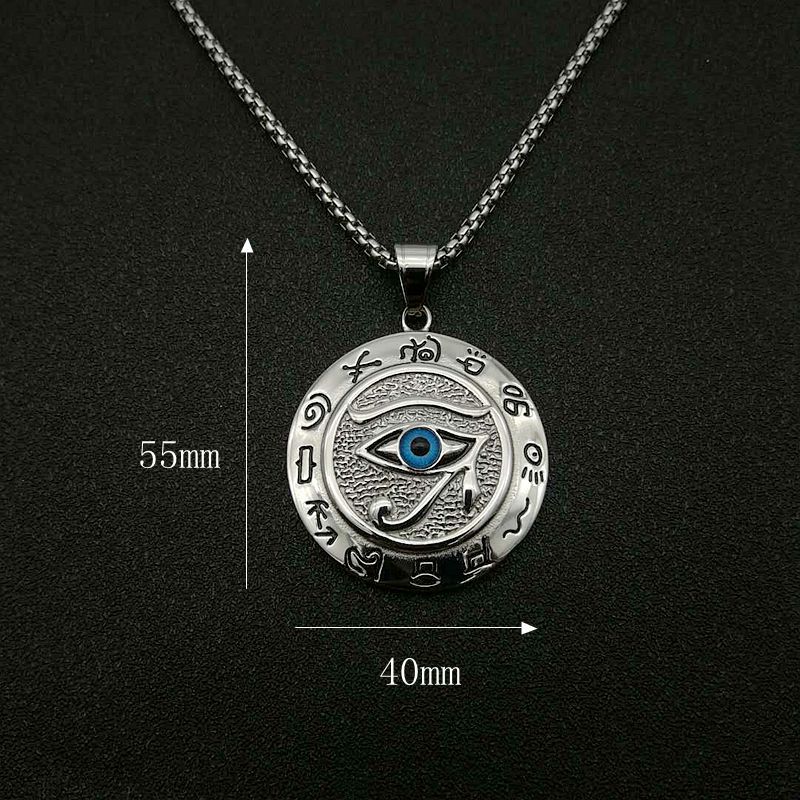 Evil Eye pendant necklace with dimensions – TheFuMaster product size reference