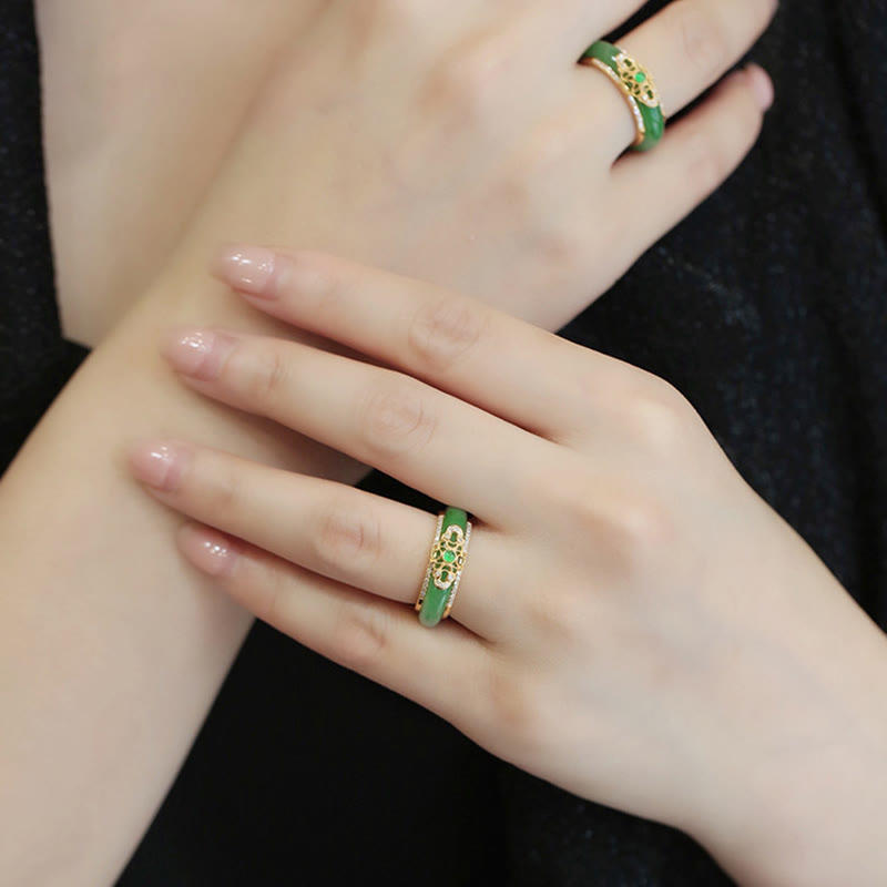 Model wearing Green Chalcedony Ring – TheFuMaster jewelry for clarity and focus