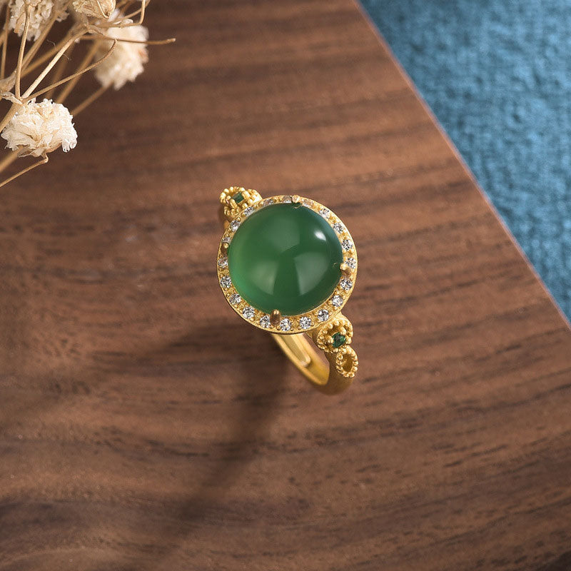 Green Jade Ring top view – wealth and prosperity energy jewelry by TheFuMaster