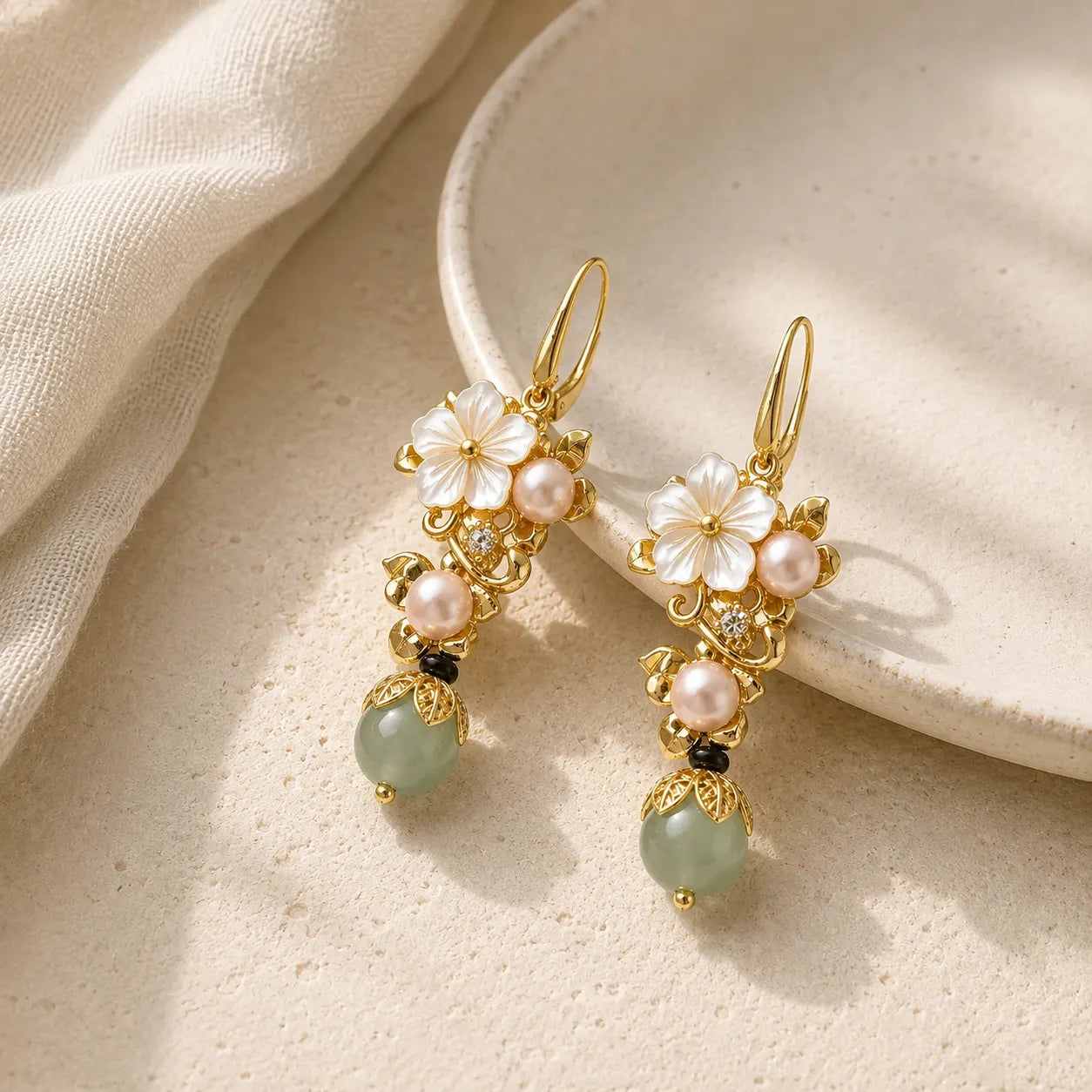 Close-up of Tridacna Flower Earrings