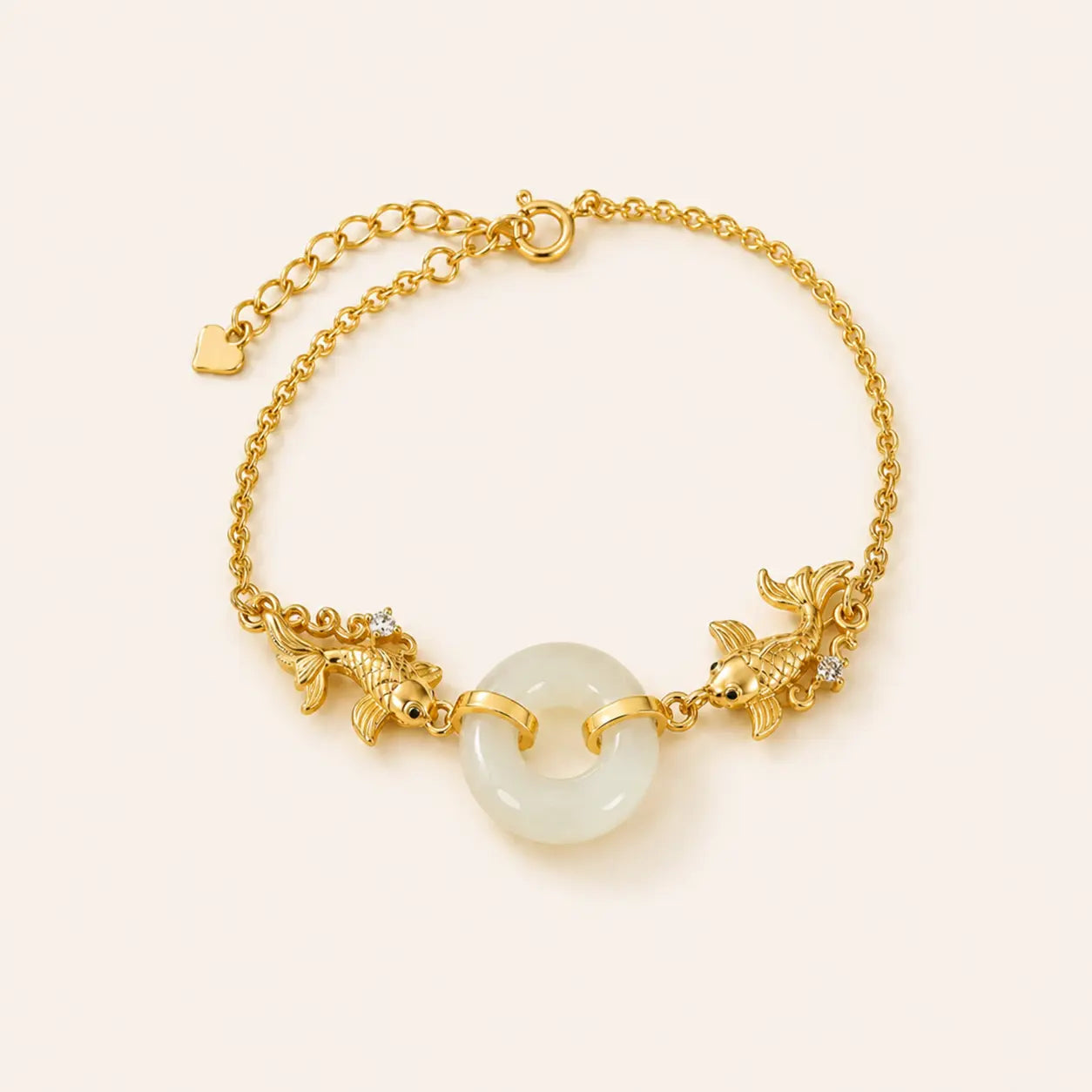 White Jade Koi Bracelet with white jade and koi