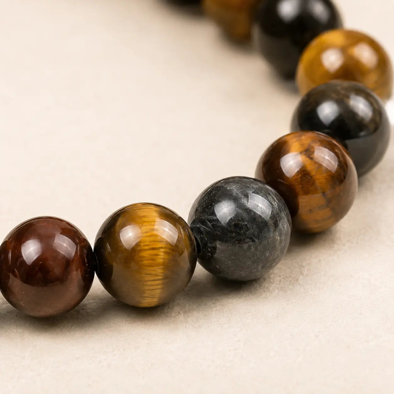 Yellow Tiger Eye Stone Bracelet shown from another angle with tiger eye