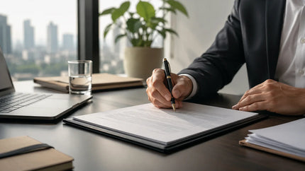 Business contract signing scene for TheFuMaster blog