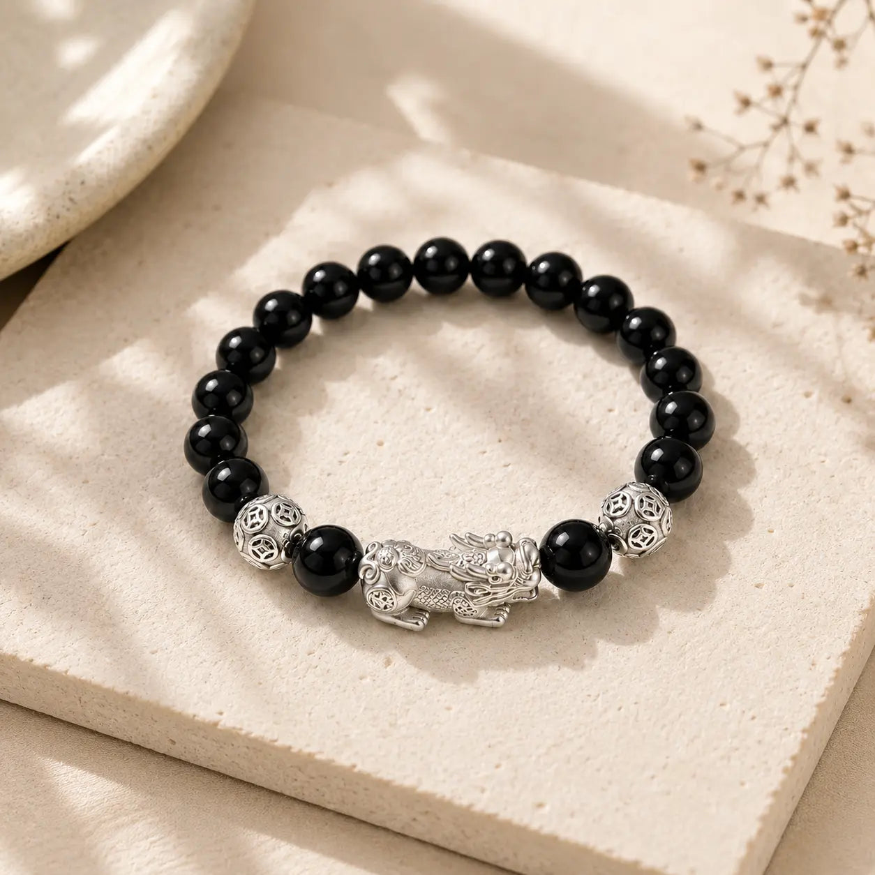 Pixiu Wealth Obsidian Bead Bracelet