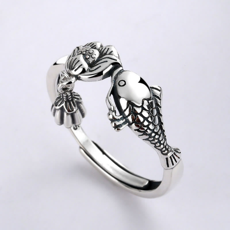 The Sovereign Circuit Sterling Silver Koi & Lotus Ring