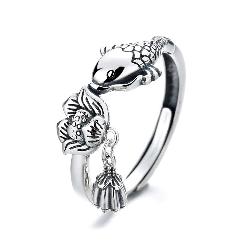 The Sovereign Circuit Sterling Silver Koi & Lotus Ring