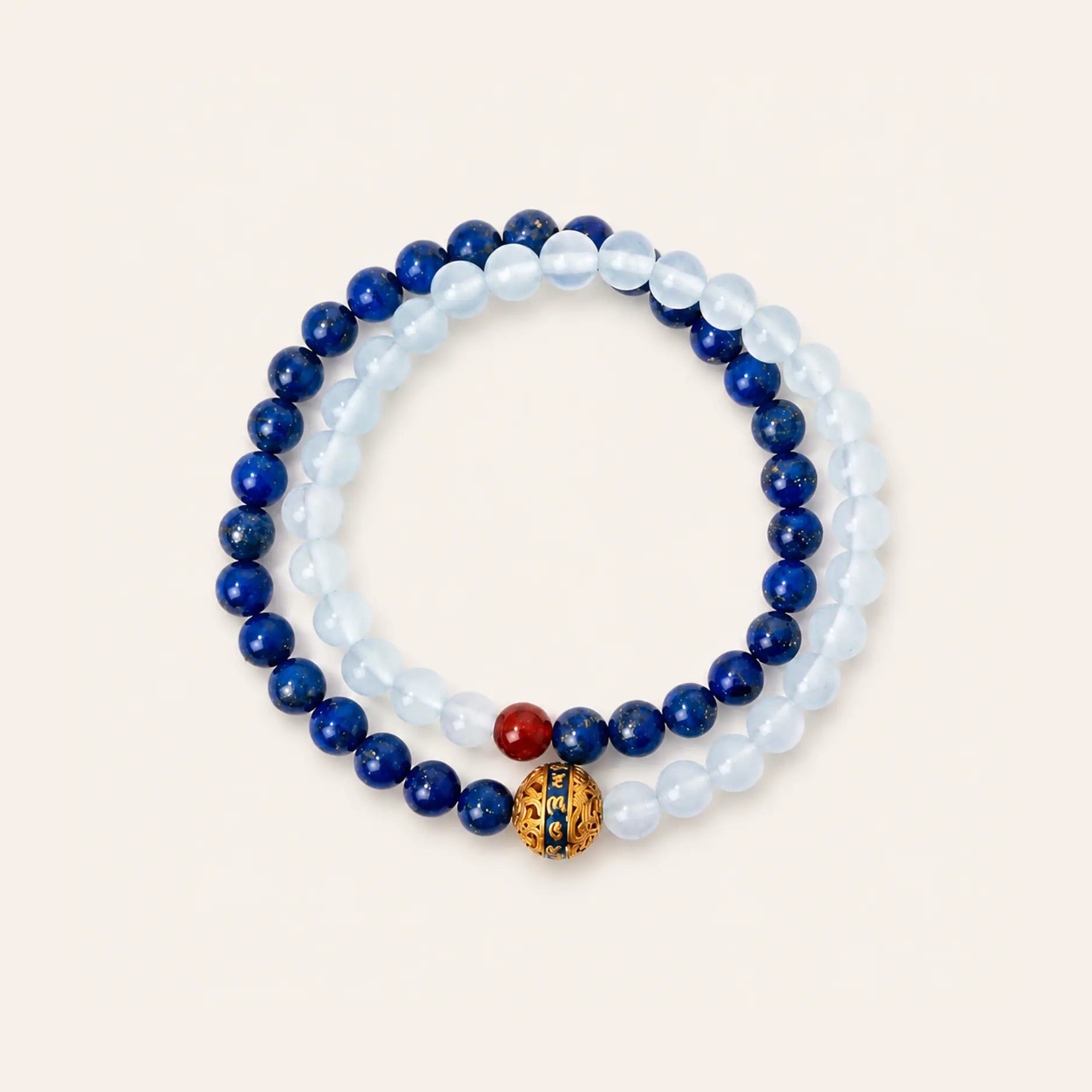Lapis Lazuli Blue Chalcedony Double Wrap Bracelet