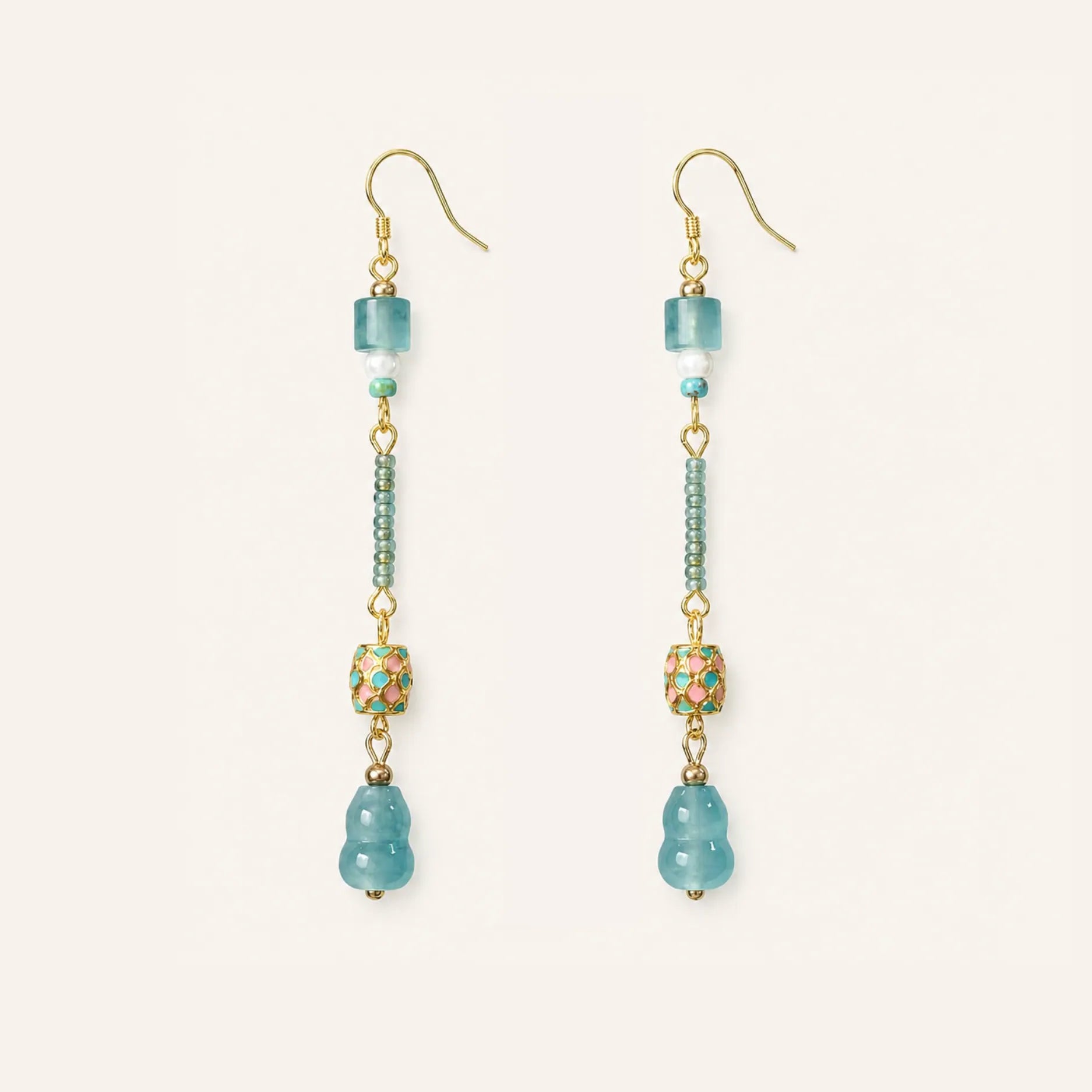 Blue Jade Stone Drop Earrings