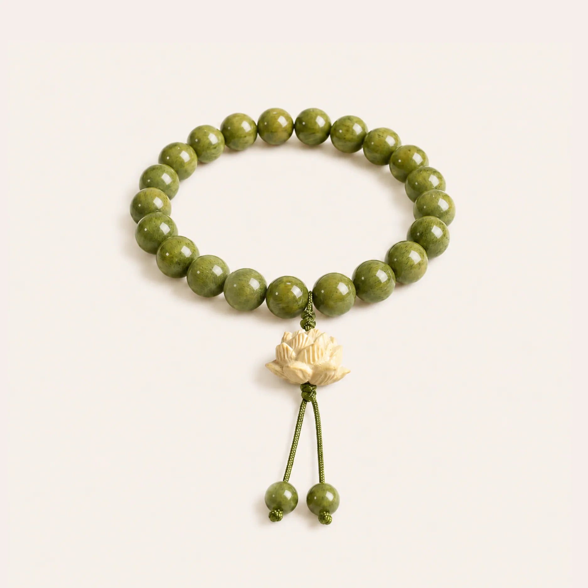 Lotus Green Wood Bead Bracelet