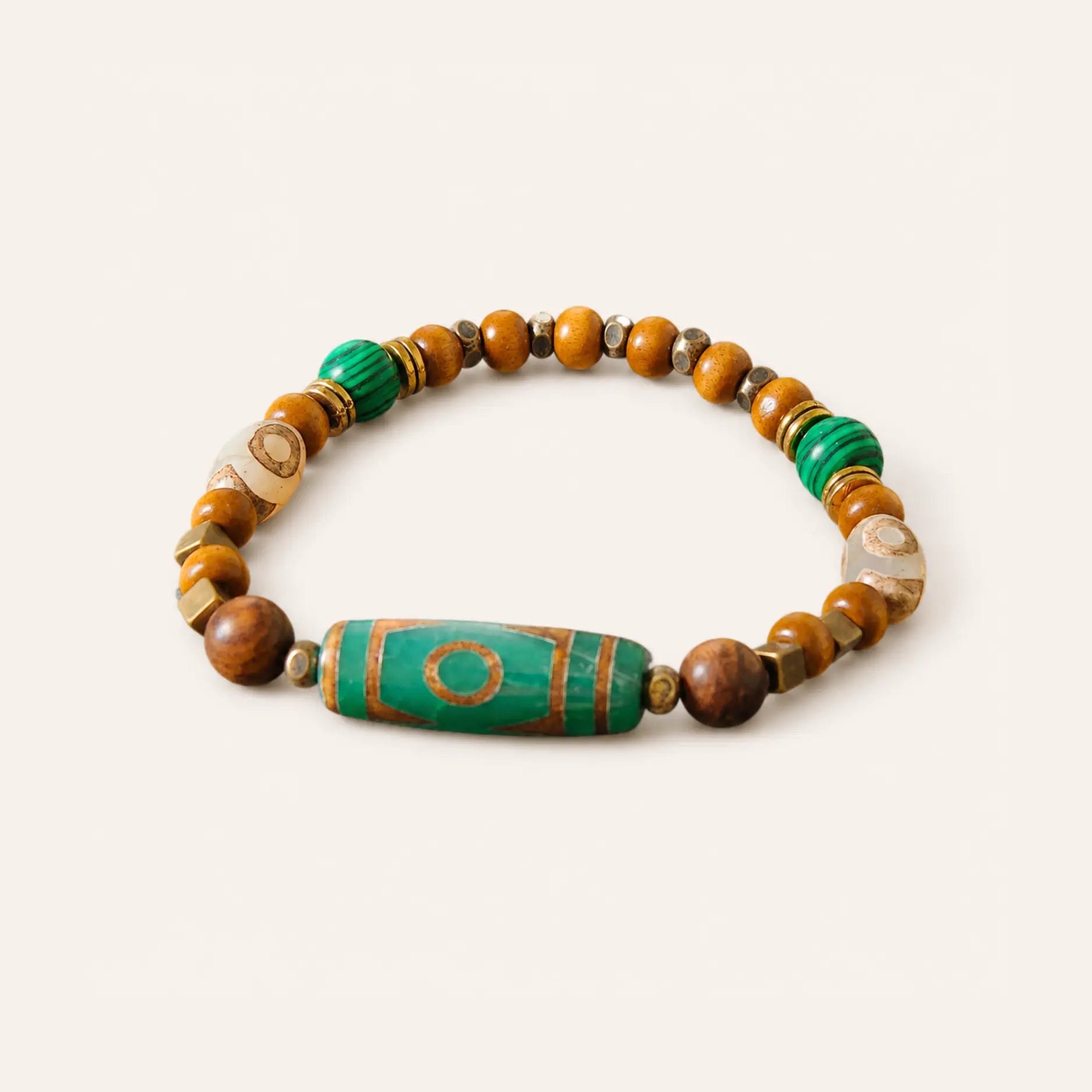 Vintage Wood Bead Protection Bracelet