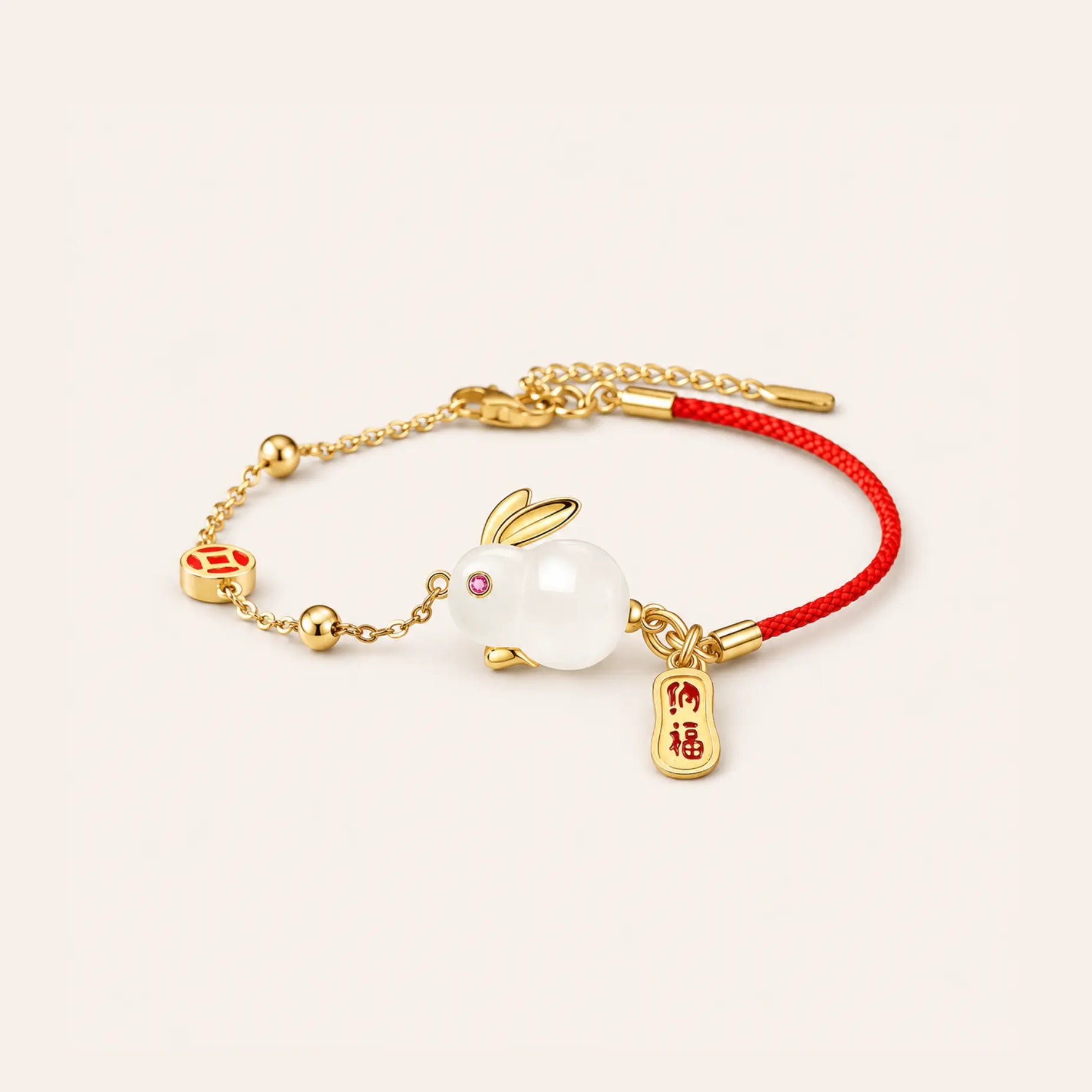 White Rabbit Fu Charm Bracelet