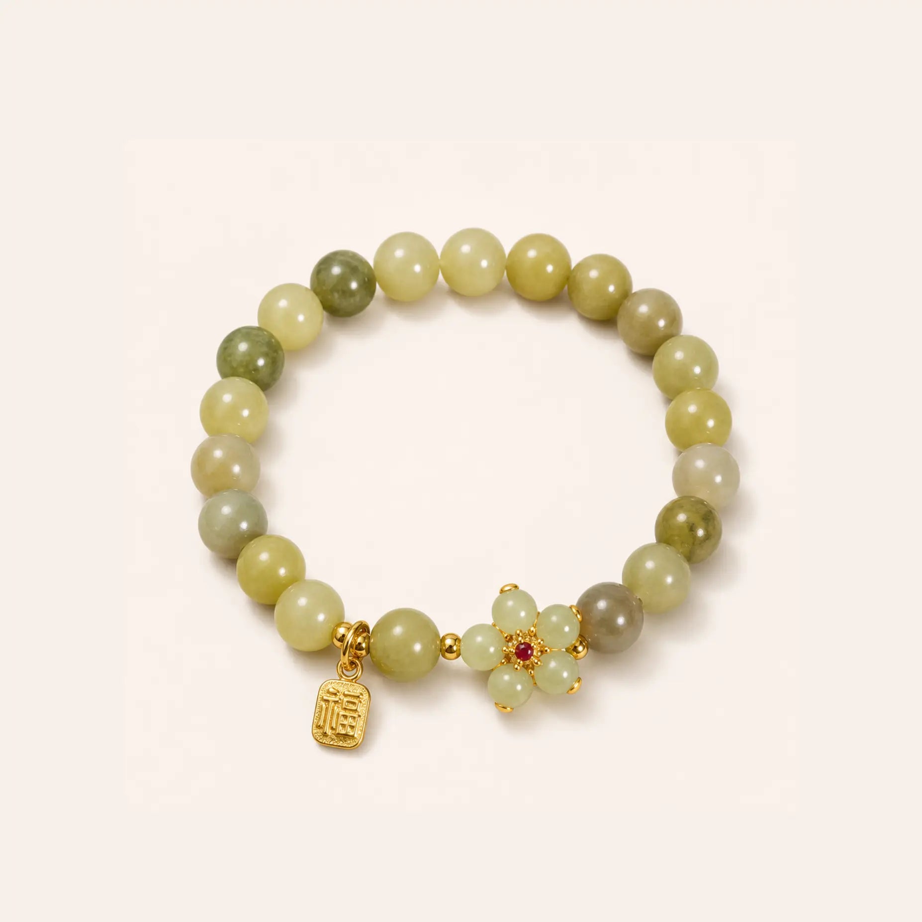Green Stone Fu Charm Bracelet