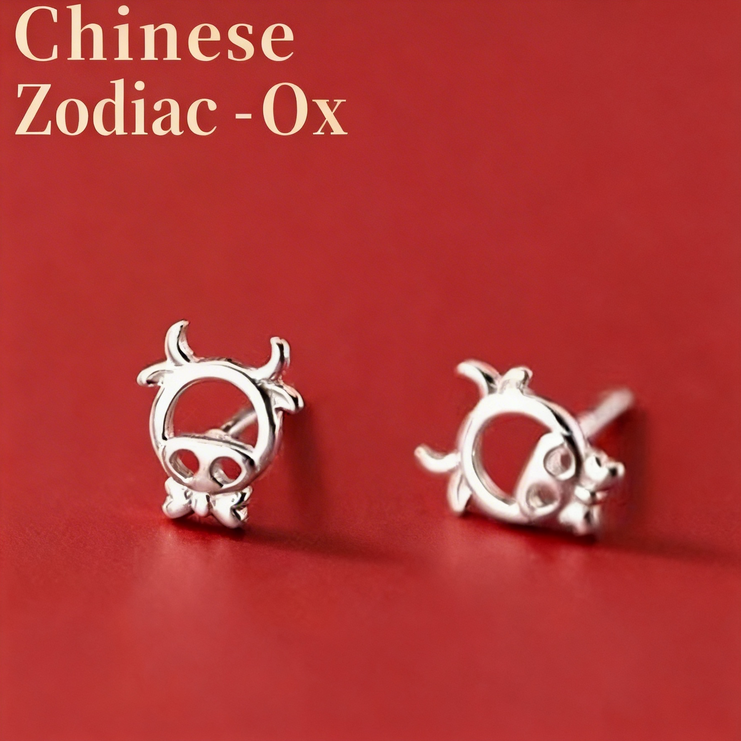 The Resonant Might Zodiac Ox 925 Sterling Silver Zircon Hoop Earrings