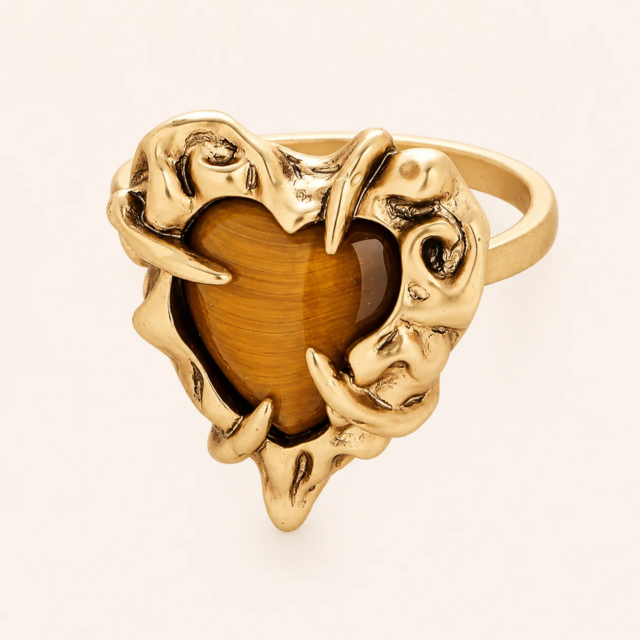 Vintage Tiger Eye Heart Ring