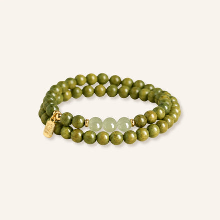 Calm Wood Jade Double Wrap Bracelet
