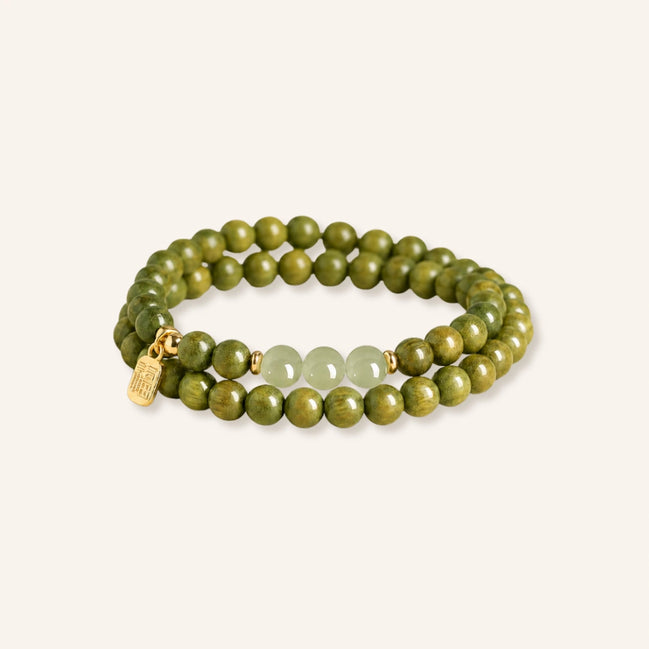 Calm Wood Jade Double Wrap Bracelet