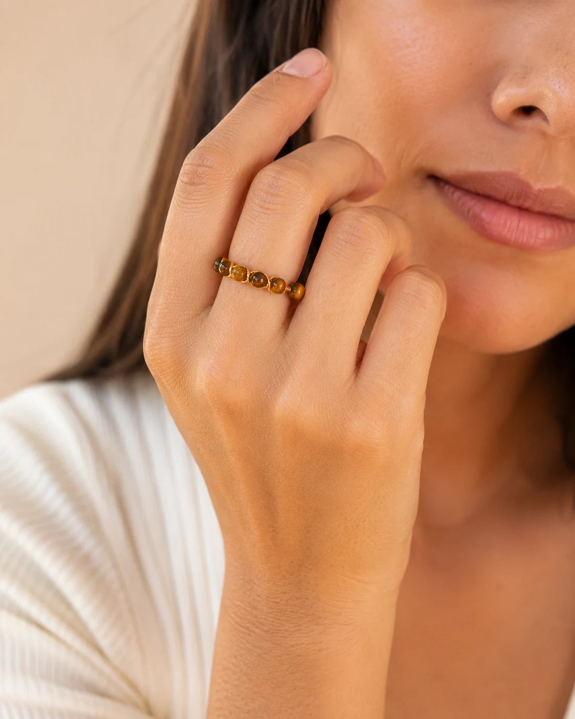 Wealth Tiger Eye Open Ring