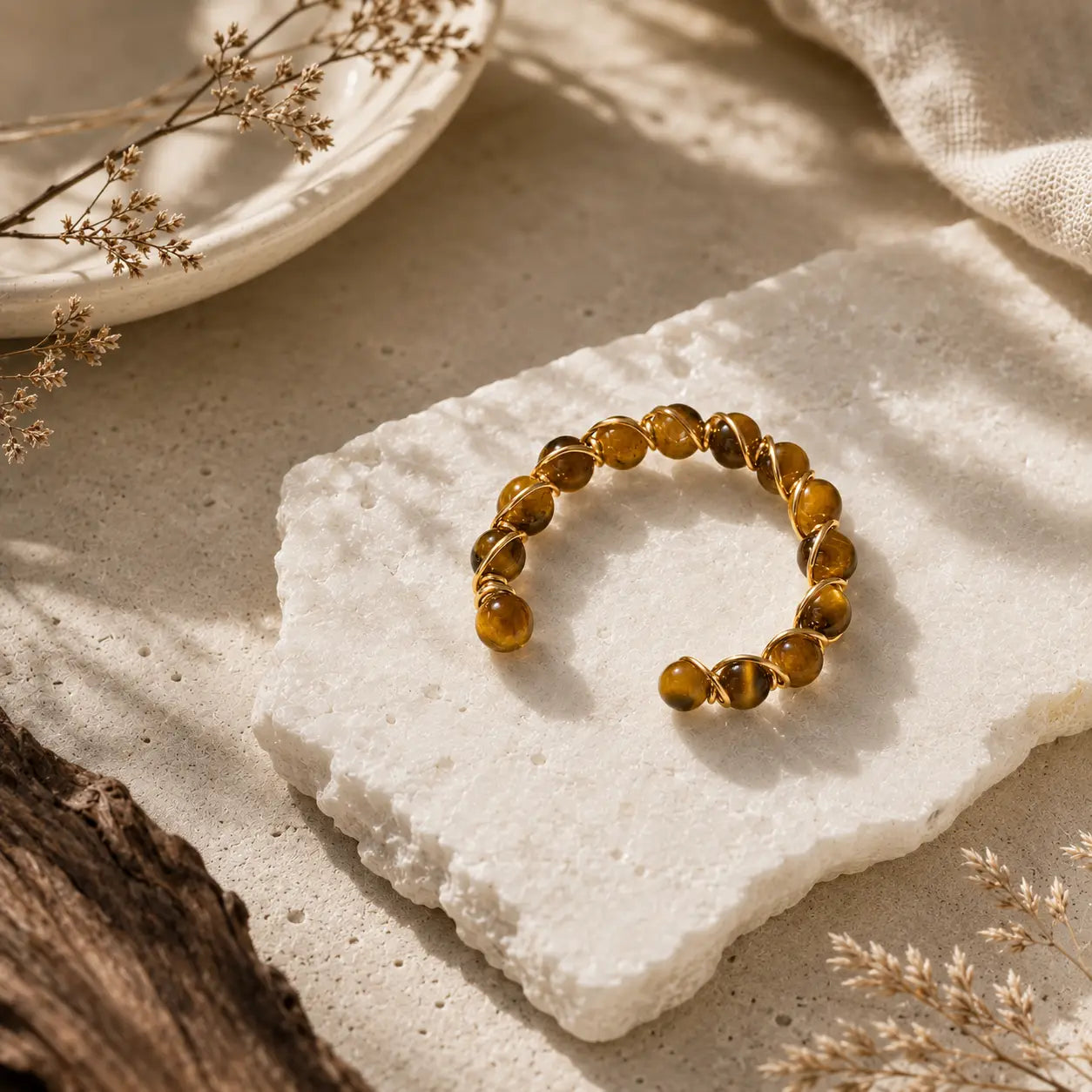 Wealth Tiger Eye Open Ring