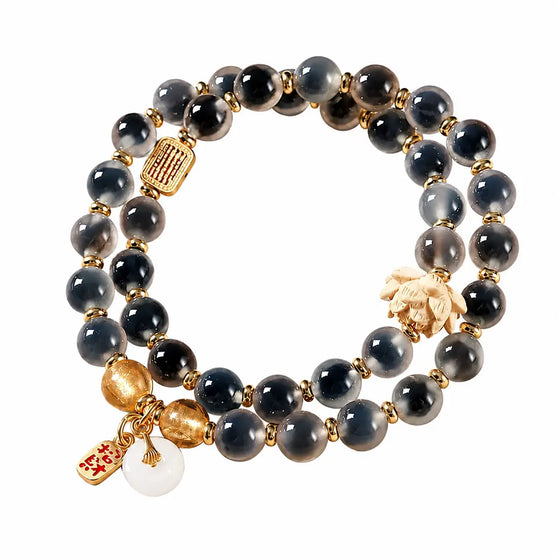 White Sugar Agate Lotus Bracelet