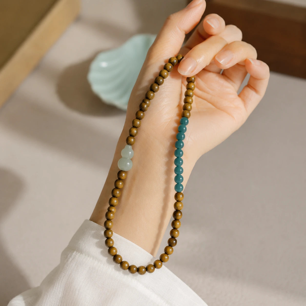Calm Sandalwood Jade Meditation Bracelet