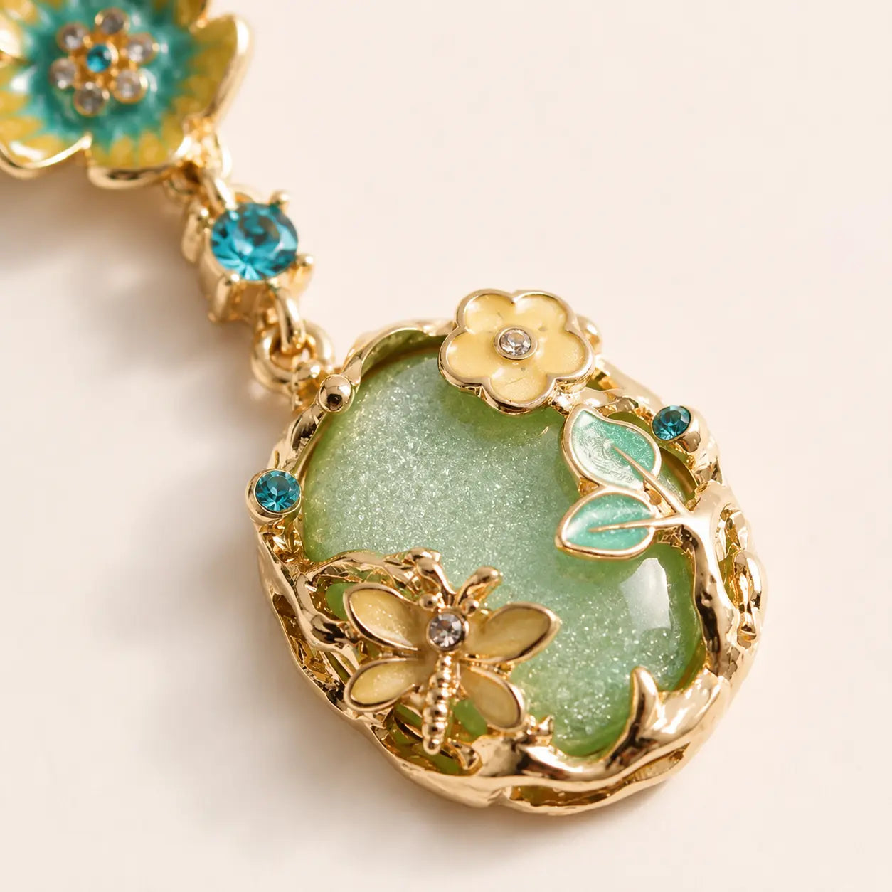 Harmonious Green Butterfly Flower Necklace