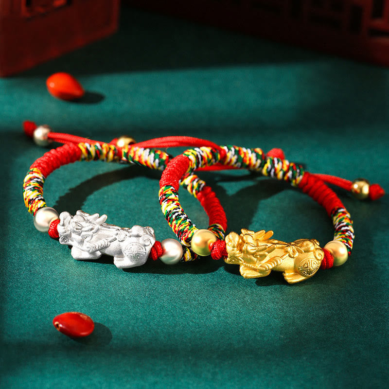 999 Silver PiXiu King Kong Knot Kids Bracelet