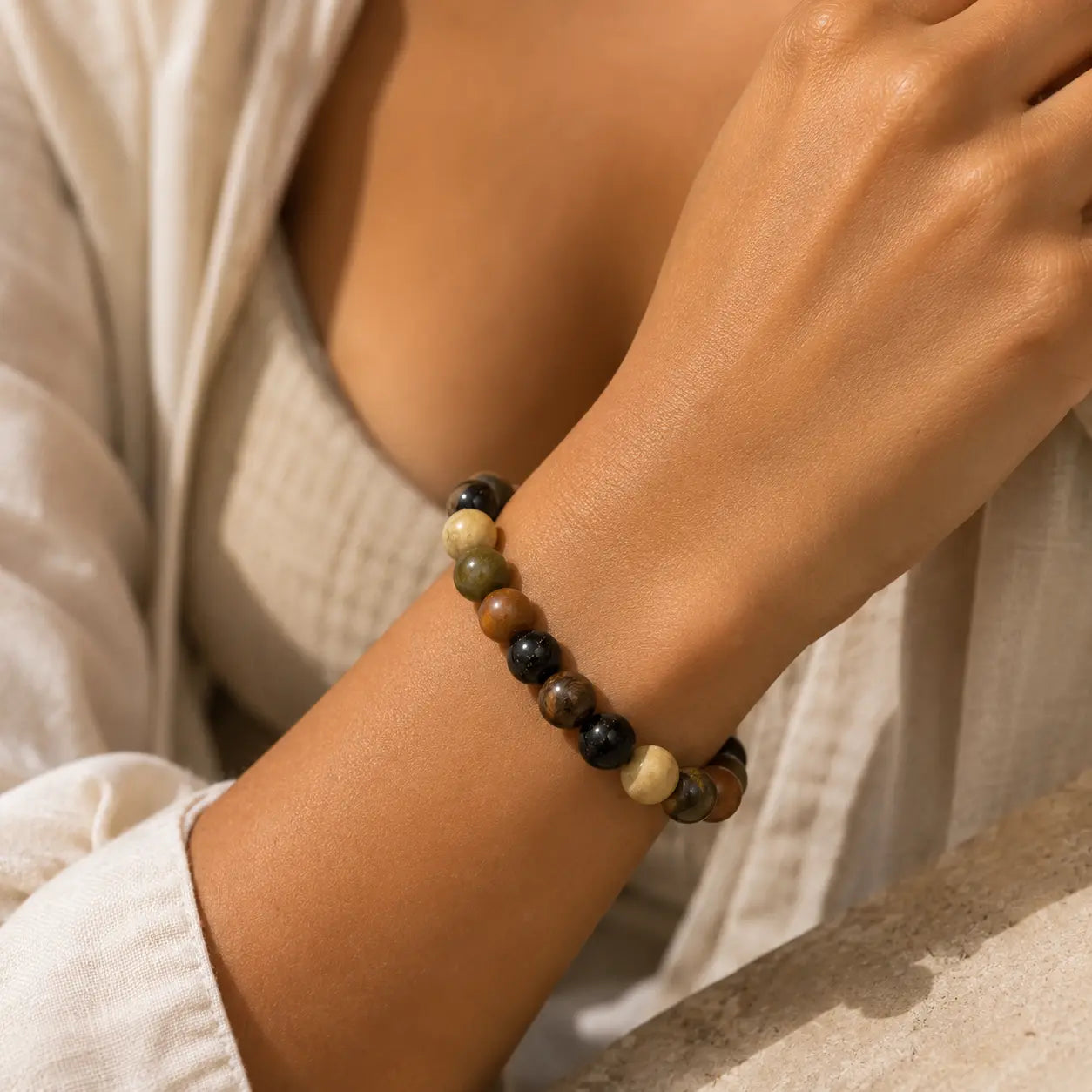 Mixed Wood Fu Bead Bracelet
