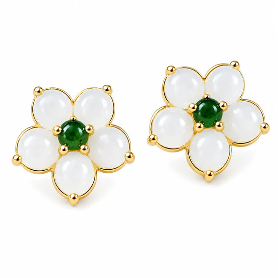 Jade Four-Petal Stud Earrings