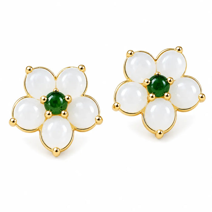 Jade Four-Petal Stud Earrings