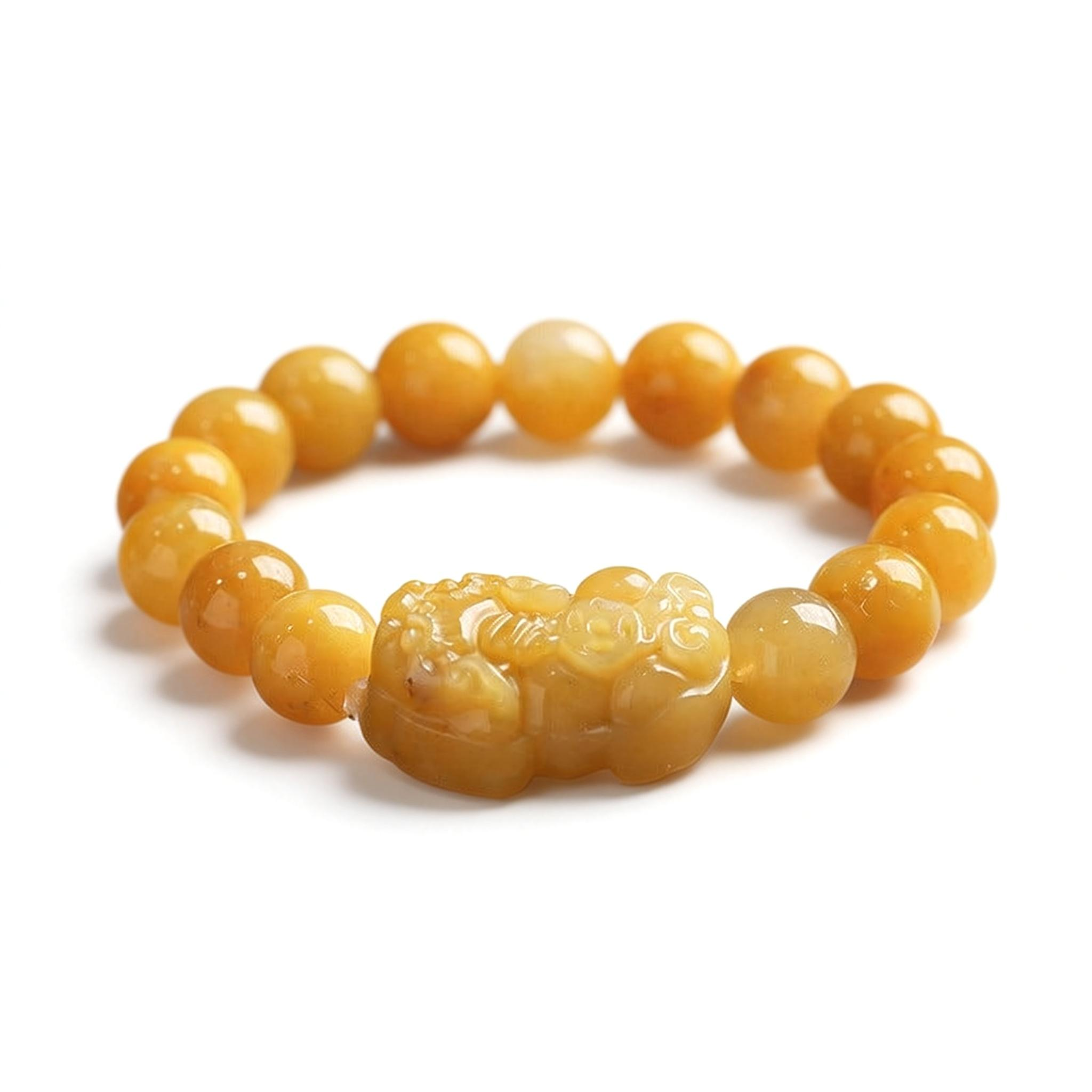 Golden Silk Jade PiXiu Wealth Bracelet