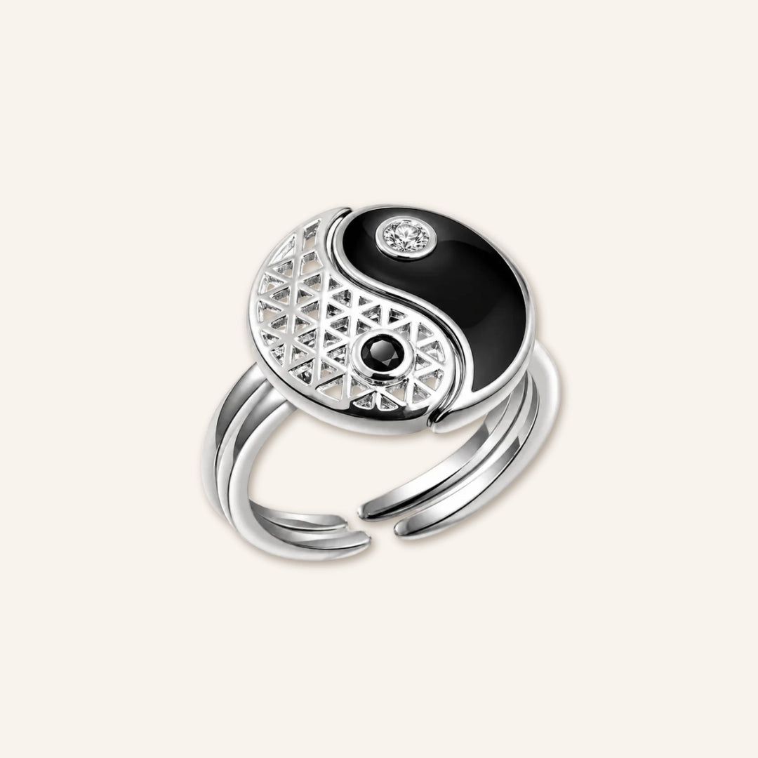 Yin yang black enamel couple ring set by TheFuMaster