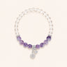 Amethyst Zircon Beaded Bracelet with clear beads and silver charms