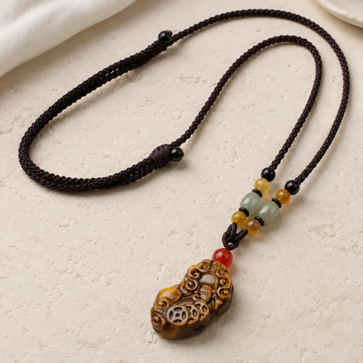 Tiger Eye Pixiu Pendant Necklace