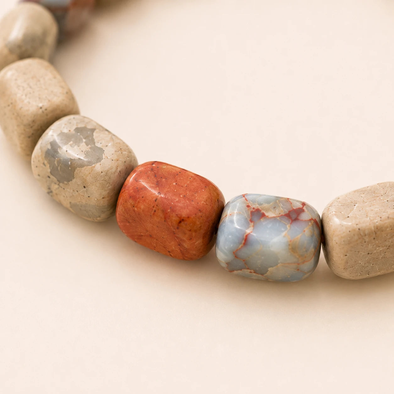 Shoushan Stone Square Bead Bracelet