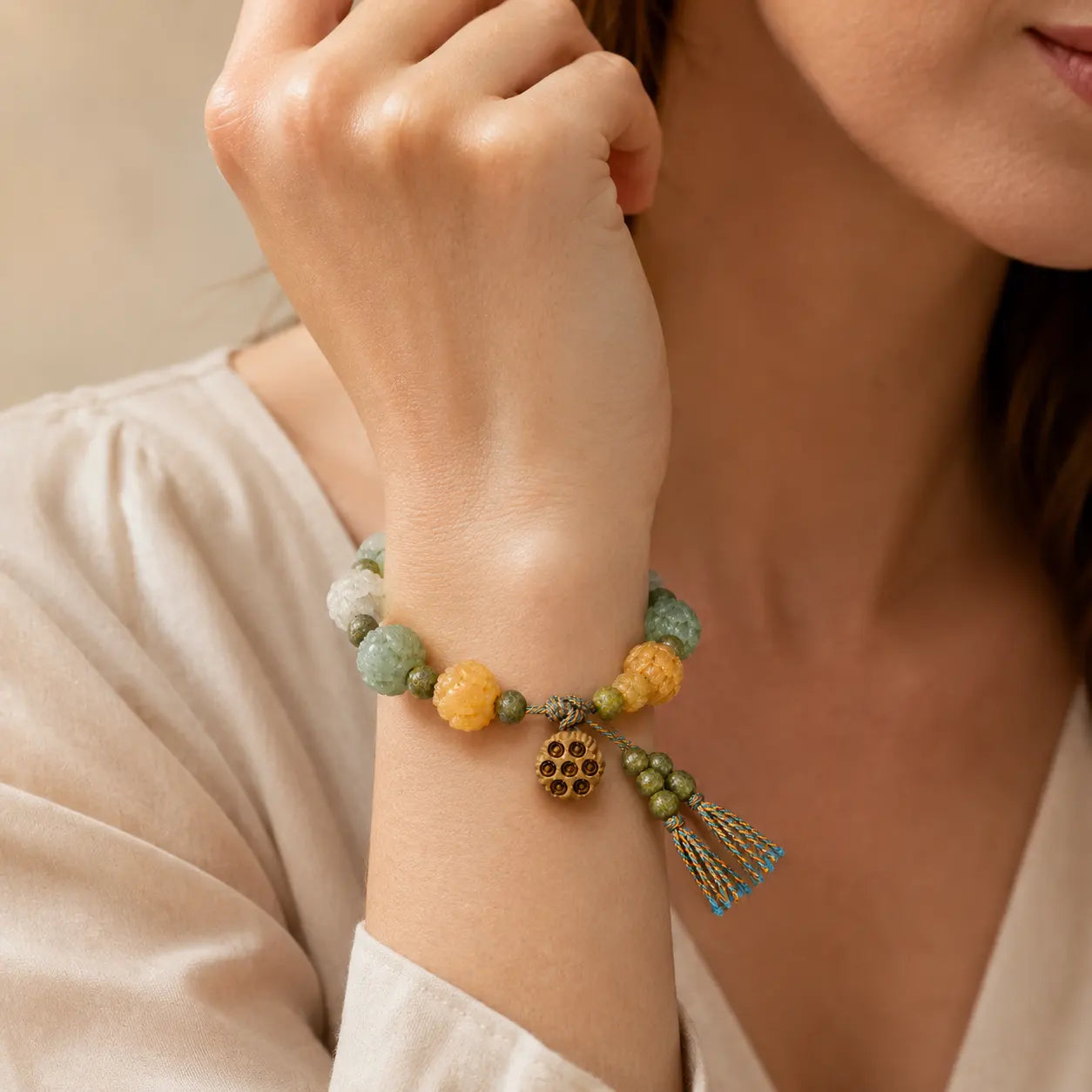 Lotus Green Sandalwood Bracelet
