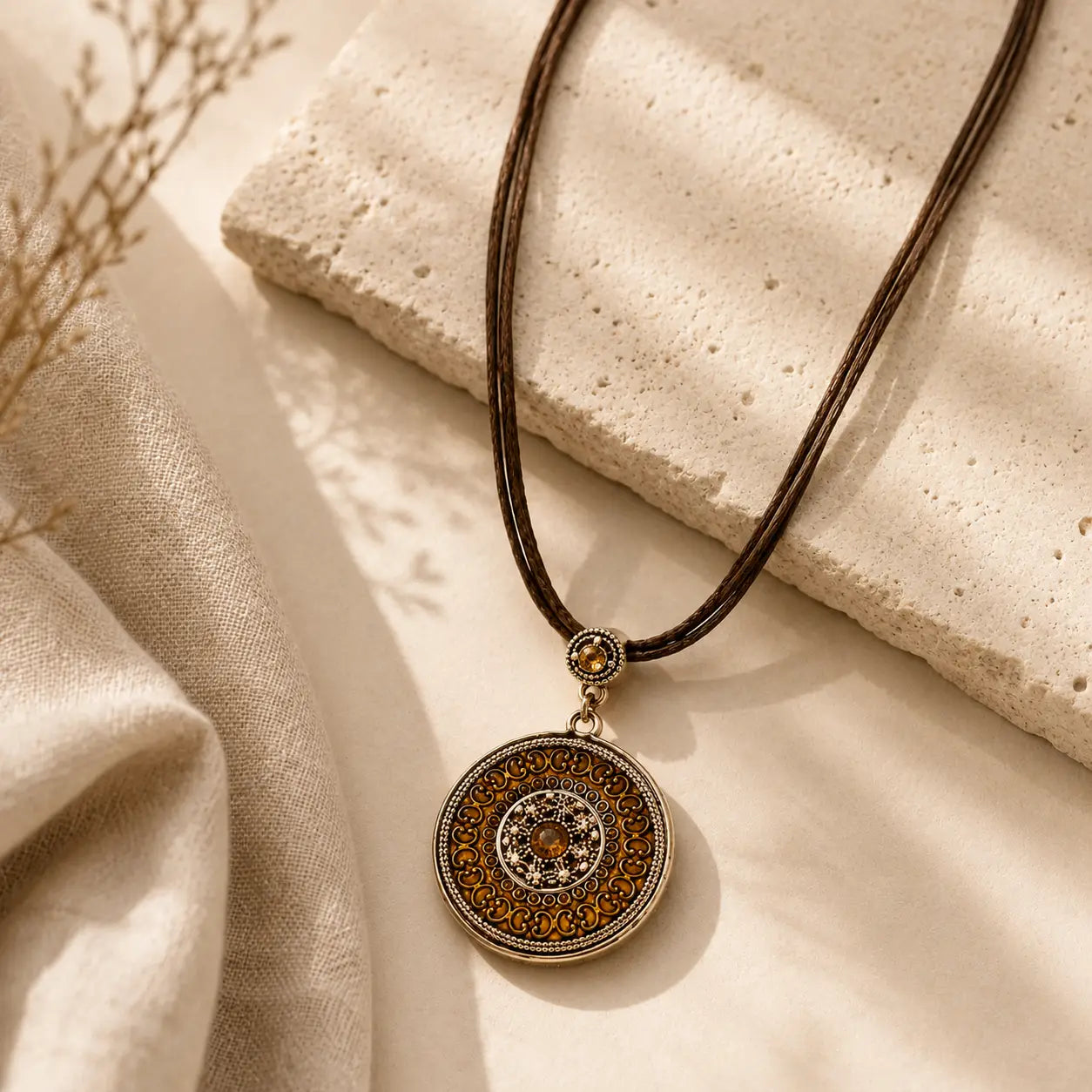 Vintage Compass Pendant Necklace