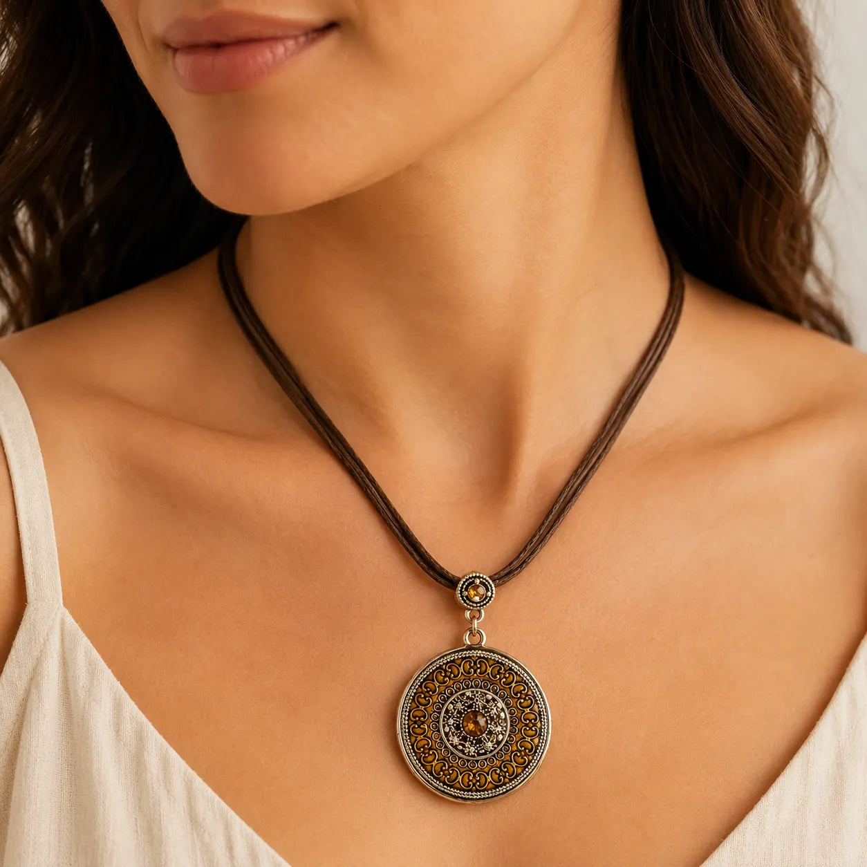 Vintage Compass Pendant Necklace
