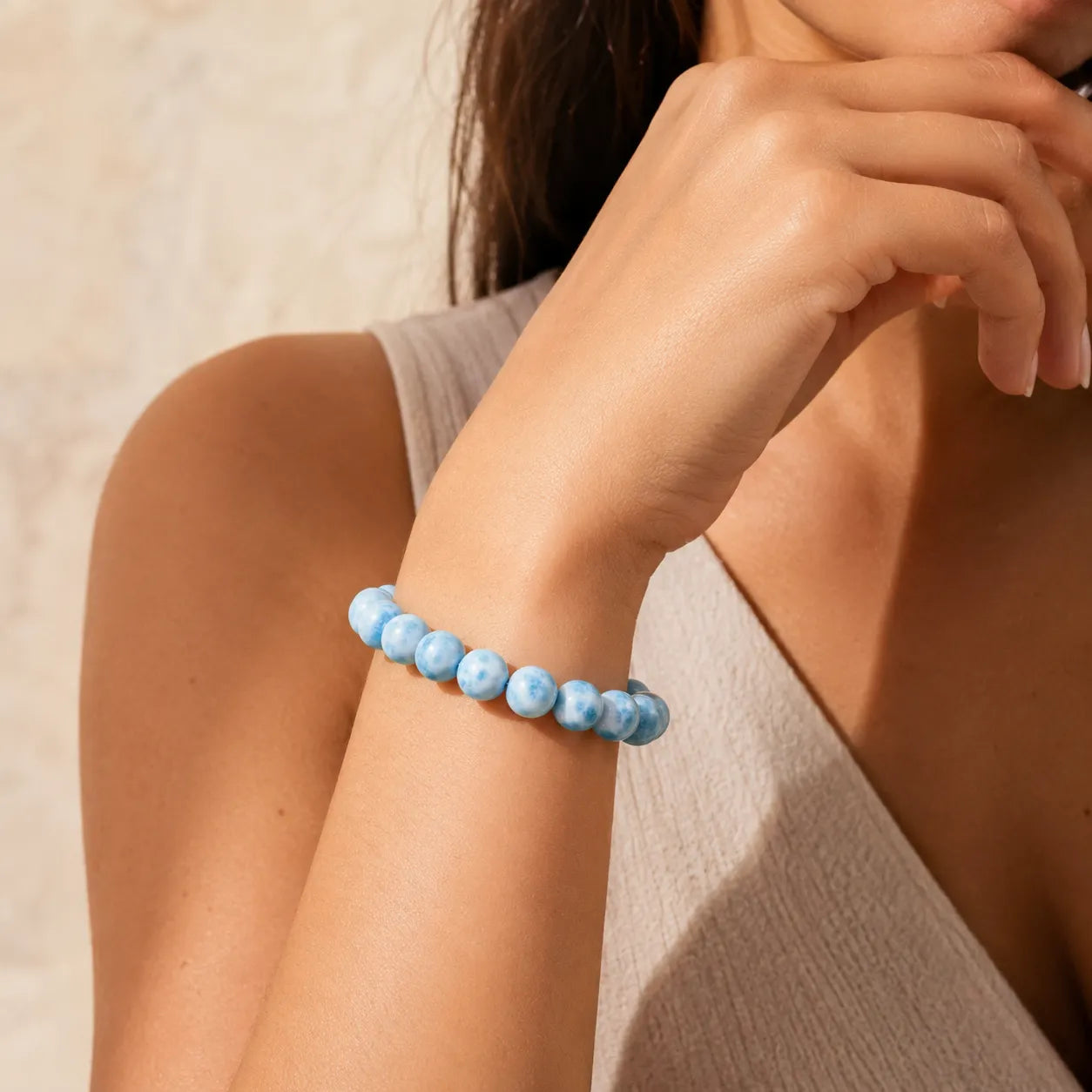 Blue Sea Pattern Stone Bracelet