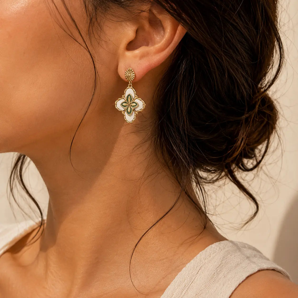 Green Clover Vintage Earrings