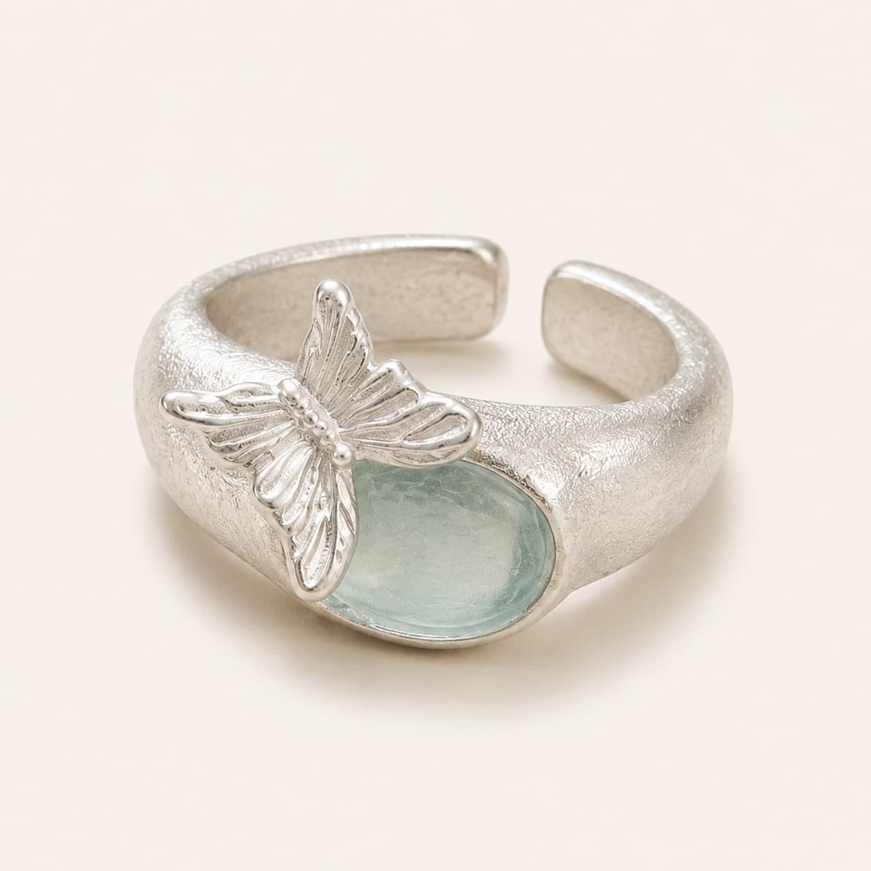 Vintage Butterfly Moon Ring